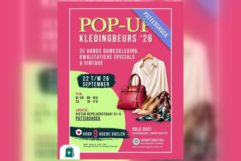 Pop-up Kledingbeurs Puttershoek, 22 t/m 26 september, Pieter Repelaerstraat 61-A